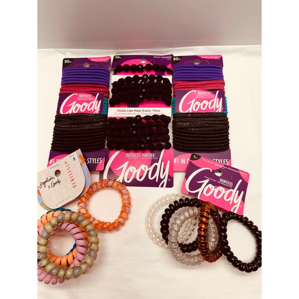 Goody Hair Ties, Hair Bows, Jelly Bands Bundle Lot of 80 Pieces New